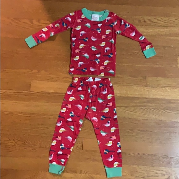 Hanna Andersson Red Bird Christmas Cotton Pajamas Size 3 90cm - Picture 2 of 3